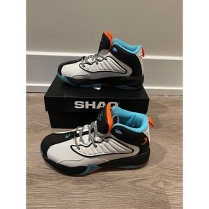 Shaq Speed Demon Mid Kids Basketball Shoes White Black Orange AQ95015YWBO Size 3